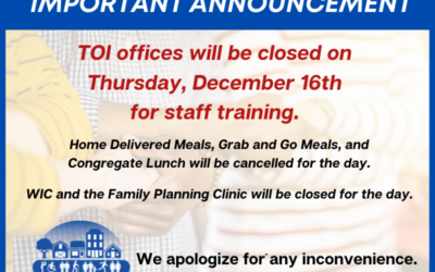 Important Annoucement: TOI Offices Closed For Staff Training Day