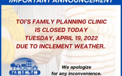 Winter Weather Update: TOI’s Family Planning Clinic Closed