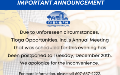 TOI’s Annual Meeting Postponed to Tuesday, December 20th.
