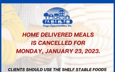 Weather Cancellation: Home Delivered Meals for 1/23/23