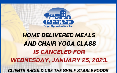 Home Delivered Meals and Chair Yoga Cancellation.