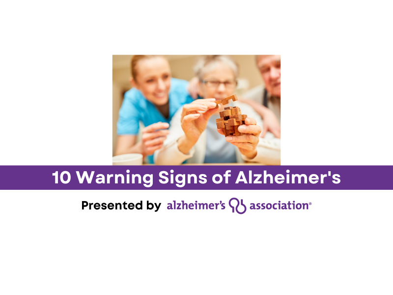 TOI to host “10 Signs of Alzheimer’s” with the Alzheimer’s Association