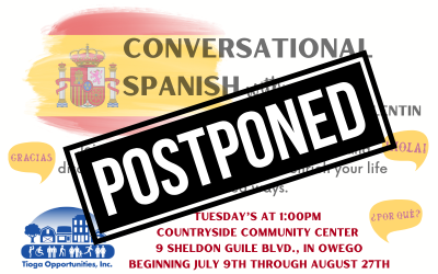 Conversational Spanish Class Postponed.